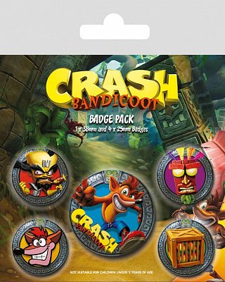 Crash Bandicoot Pin Badges 5-Pack Pop Out